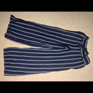 Striped flare leg capri - navy